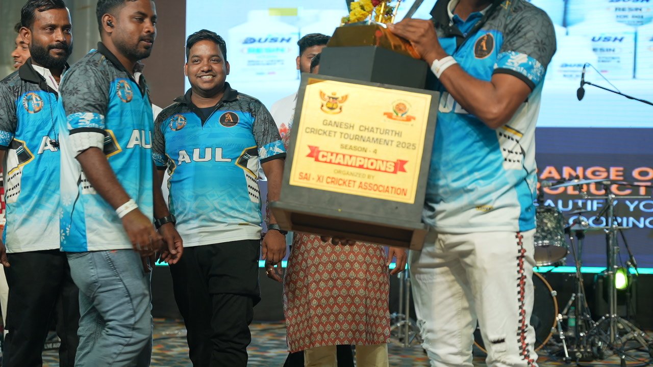 Players with the championship trophy