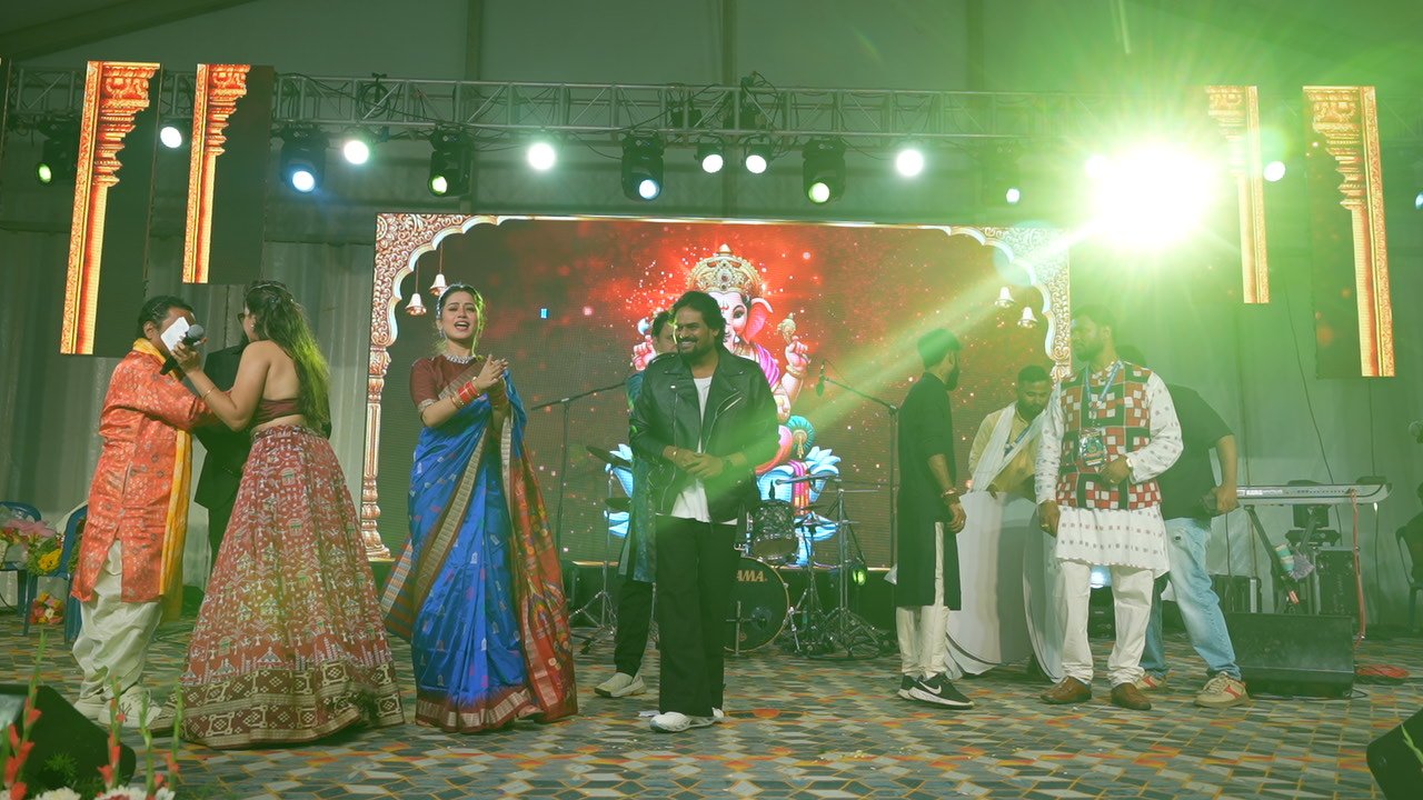Celebrating on stage