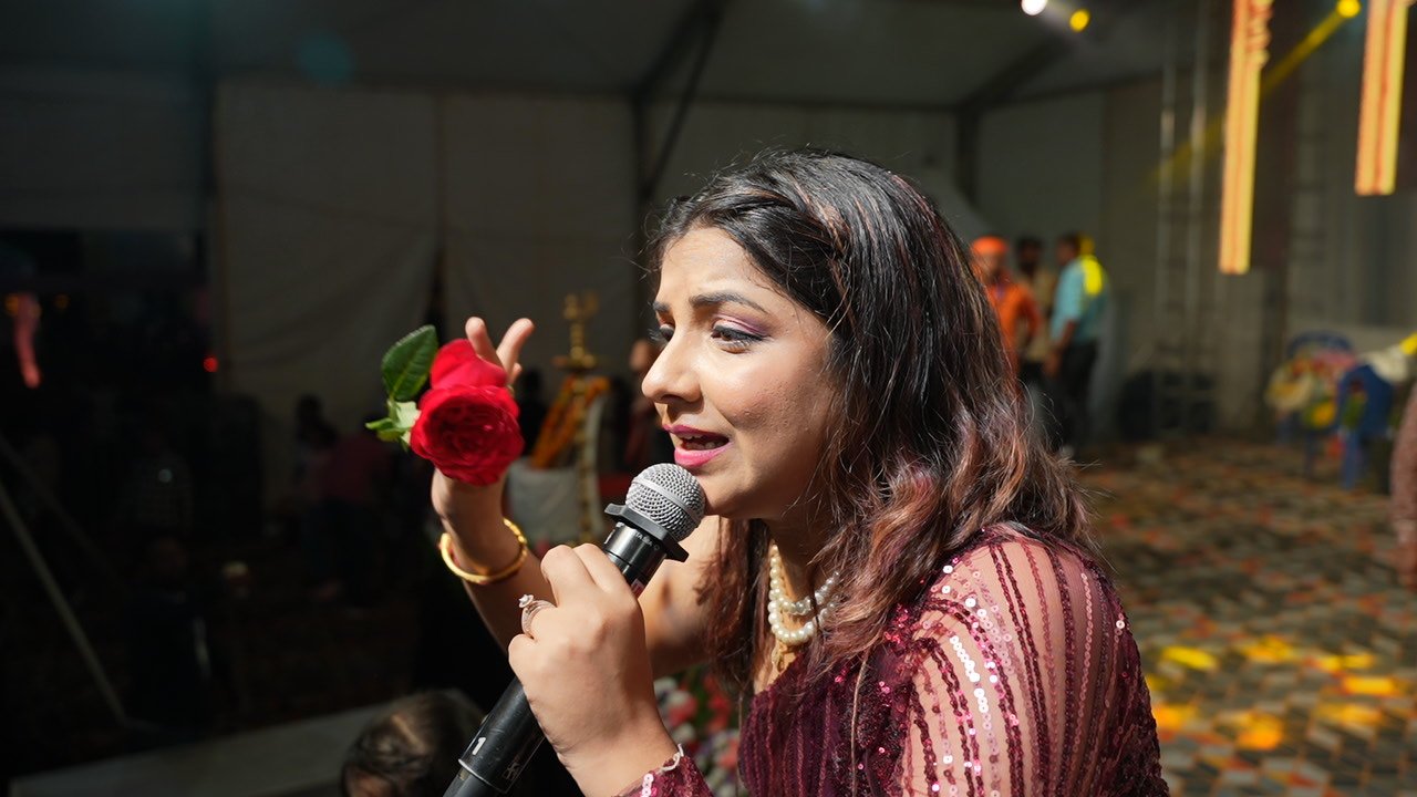 A singer engaging with the audience