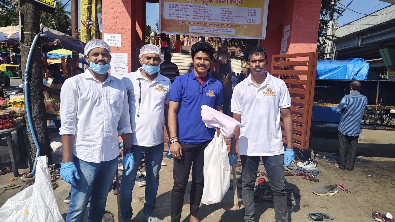 Volunteers ready for a cleanliness activity