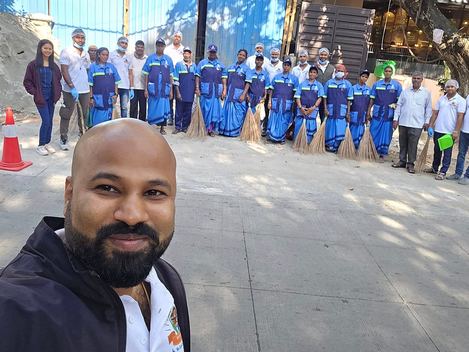 A shared moment during the cleanliness drive